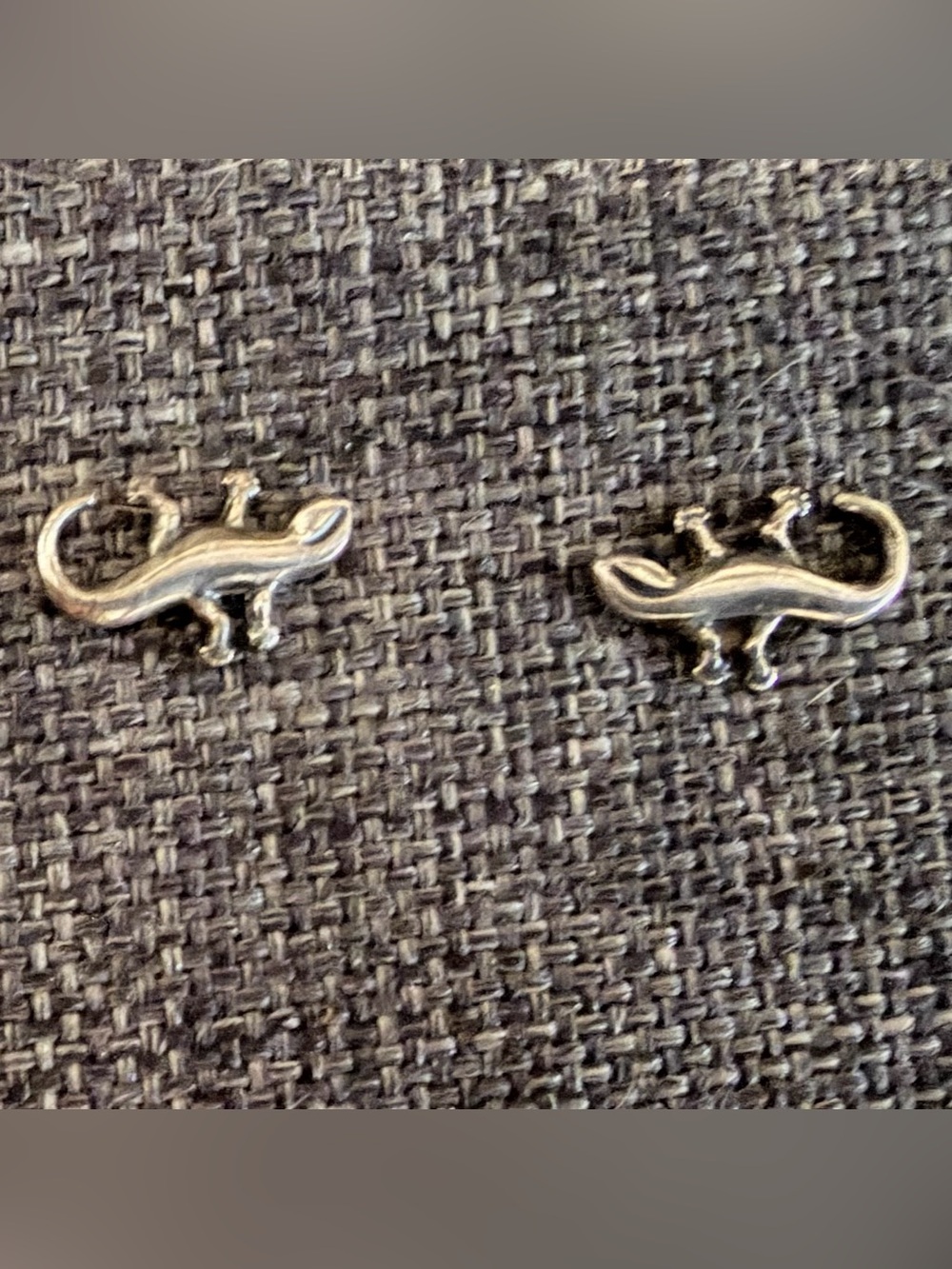 Gecko Lizard Stud Earrings, Sterling Silver
